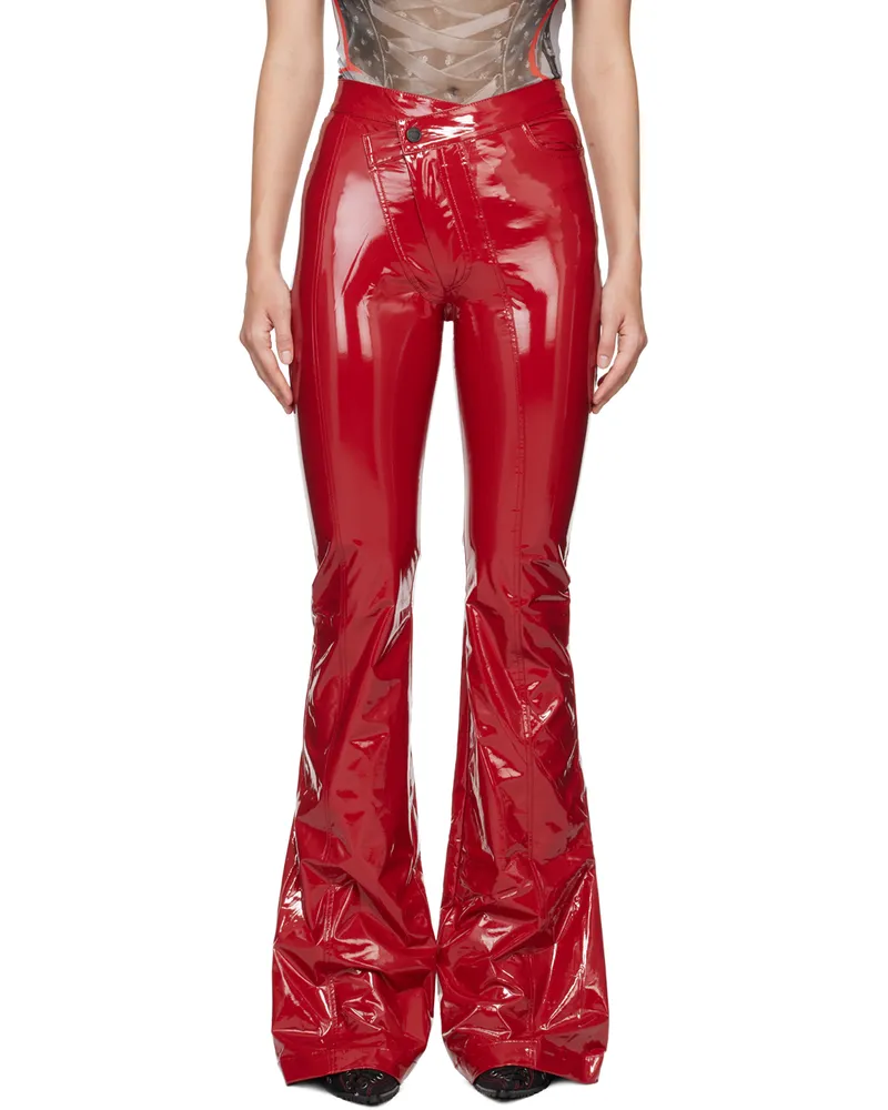 OTTOLINGER Red Simple Line Faux-Leather Pants Red