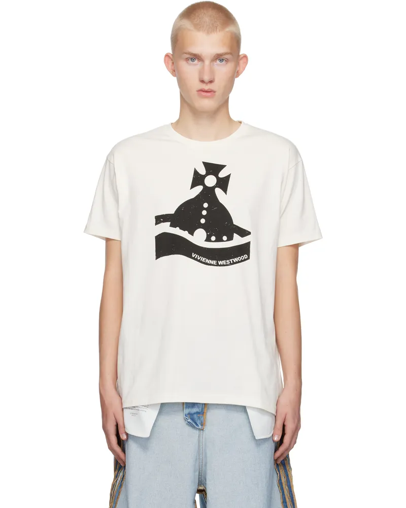 Vivienne Westwood White Sunken Orb Classic T-shirt Aw24-a407