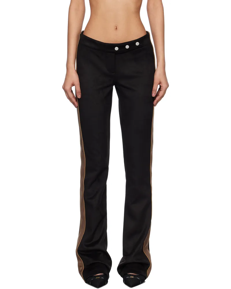 MISBHV Black Moto Faux-Suede Trousers Black