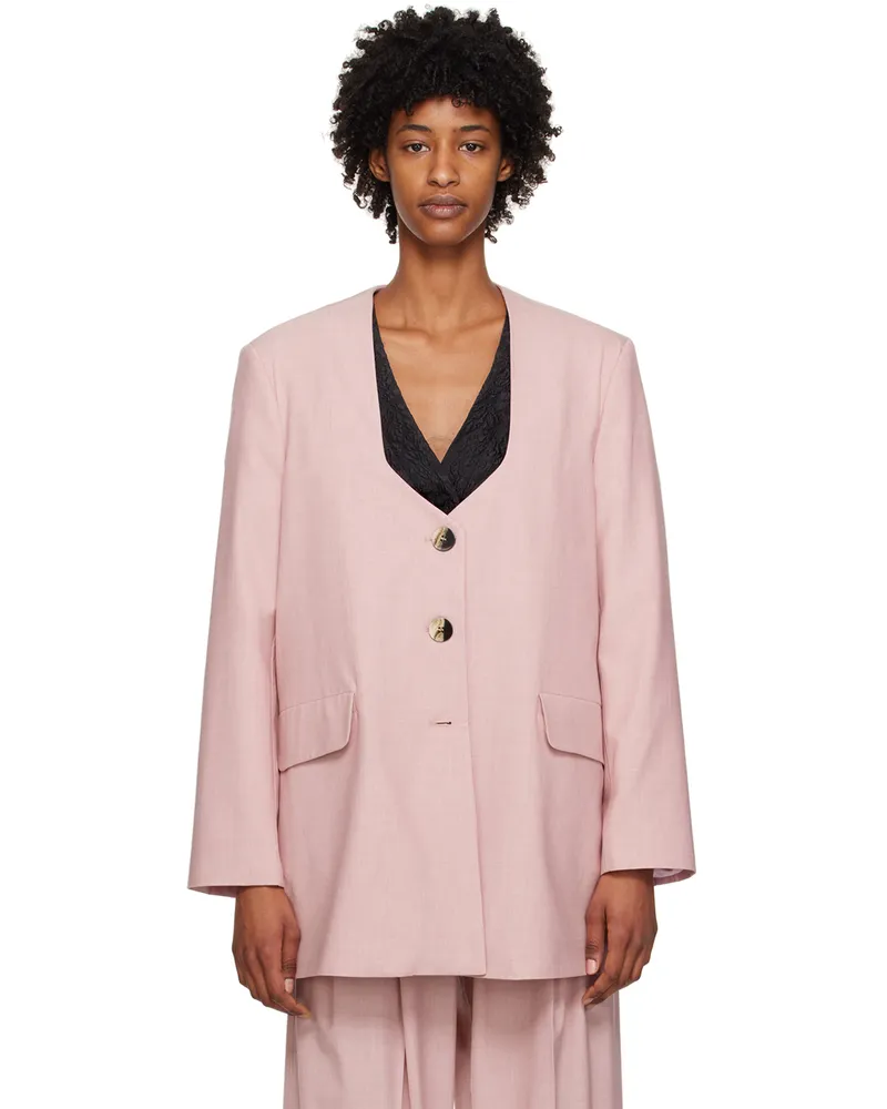 Ganni Pink Oversized Drapey Blazer 545
