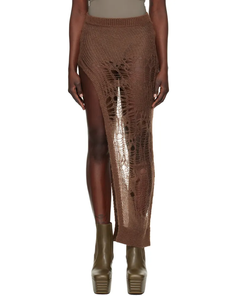 Rick Owens Brown Hollywood Spider Ziggy Maxi Skirt 14