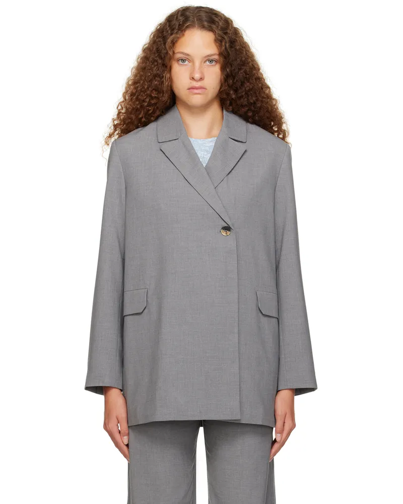 Ganni Gray Belted Blazer 921