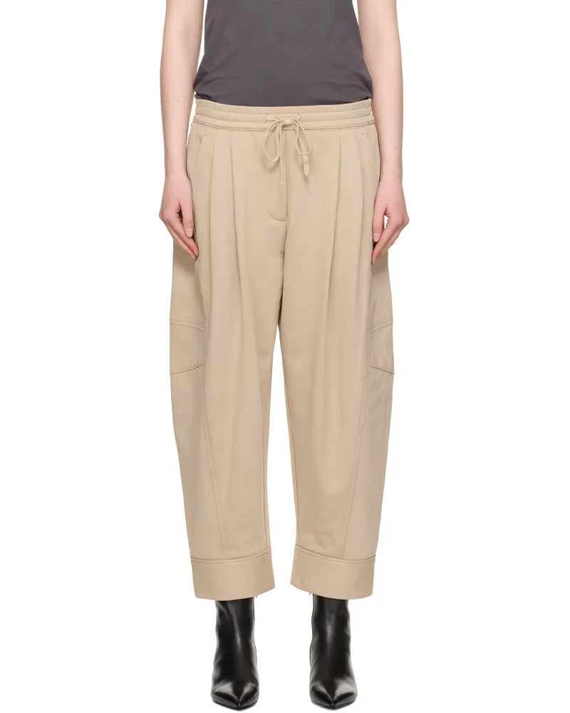 3.1 phillip lim Beige Curved Wide Leg Crop Sweatpants Concrete