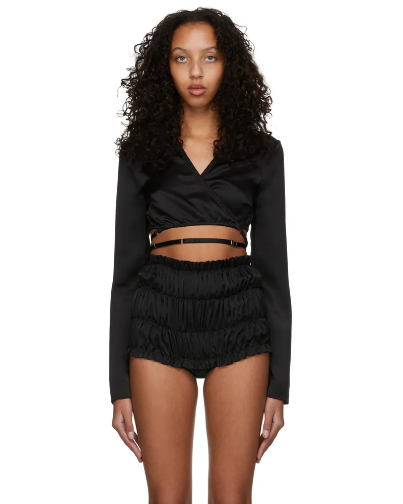 Anna October Black Iris Wrap Top Black