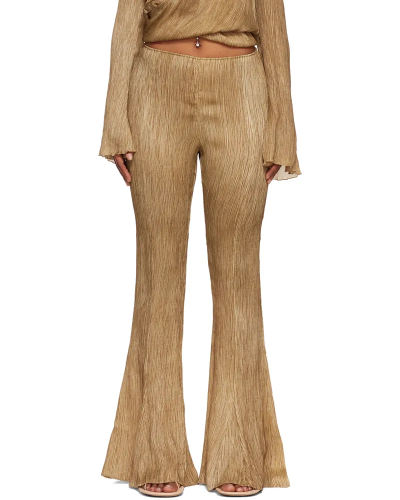 Acne Studios Brown Crinkled Trousers Caramel