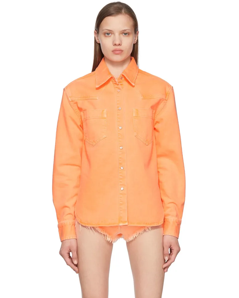 Palm Angels Orange Denim Shirts Orange