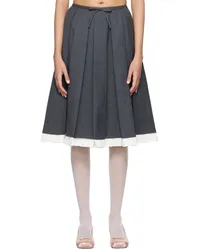 SHUSHU/TONG Gray Ruffled Pleat Midi Skirt Grgrey