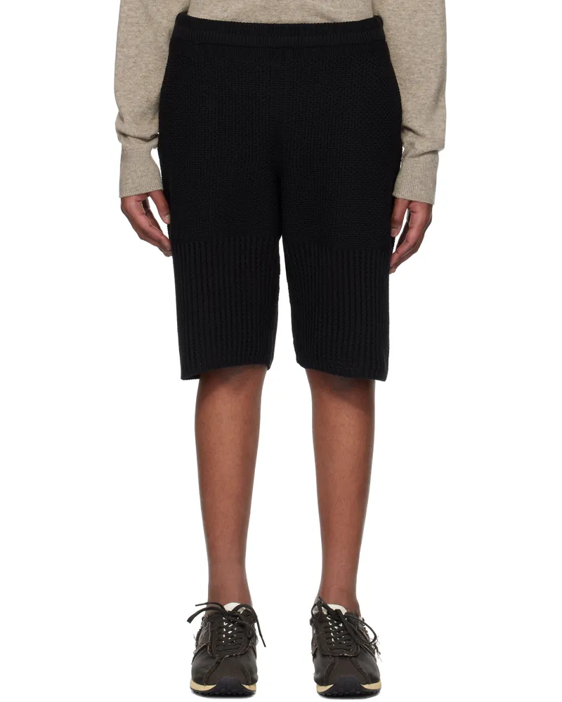 Issey Miyake Black Rustic Knit Shorts 15-black