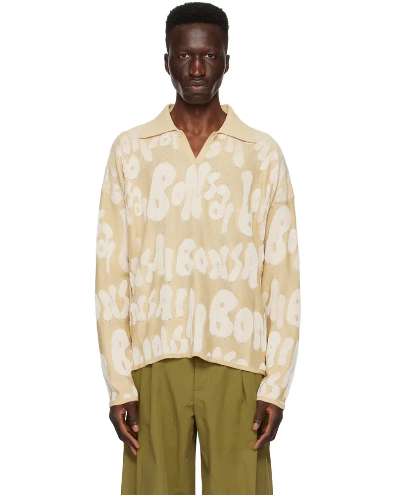 BONSAI Beige Jacquard Polo Almond