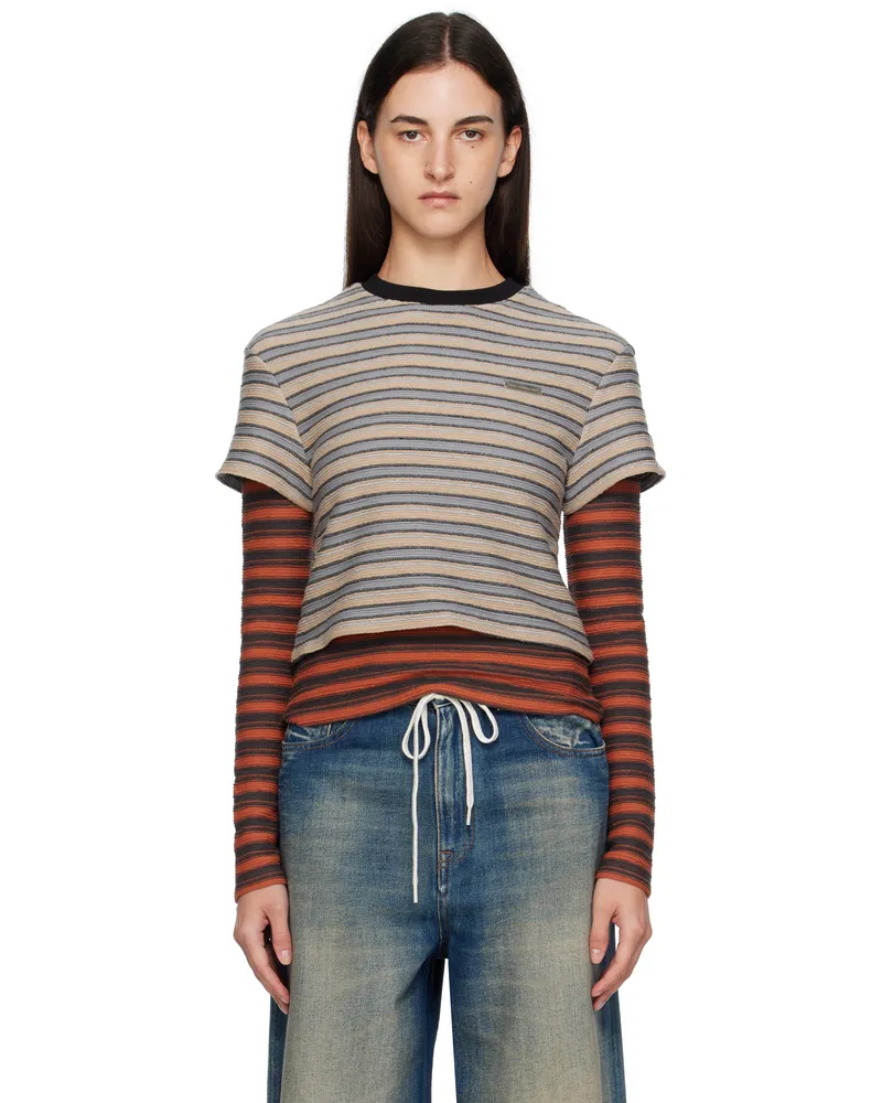 Andersson Bell Beige & Orange Stripe LS T-shirt Mul