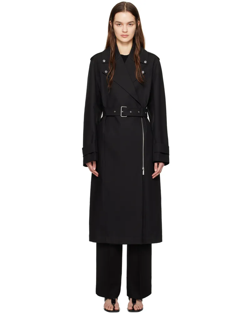 Totême Black Notched Lapel Trench Coat 001
