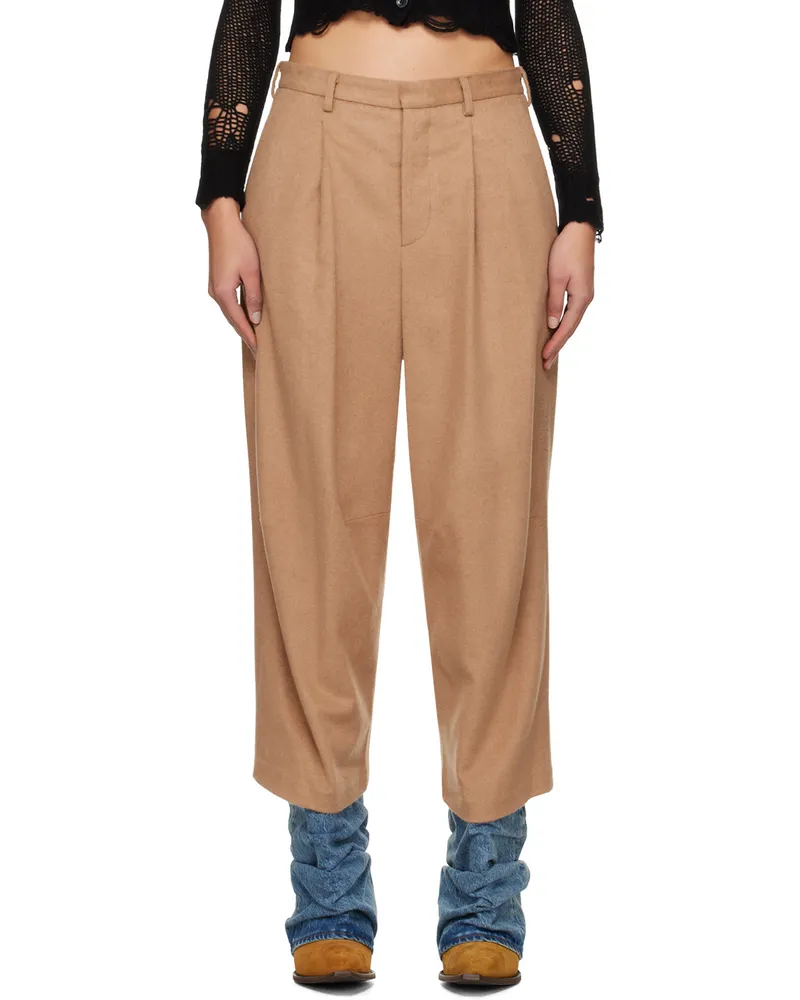 R13 Tan Articulated Knee Trousers Camel