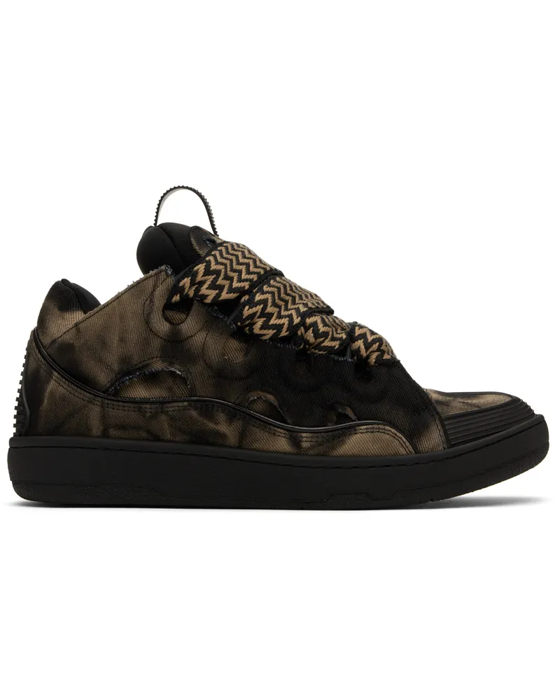 Lanvin Black & Brown Curb Washed Denim Sneakers Black