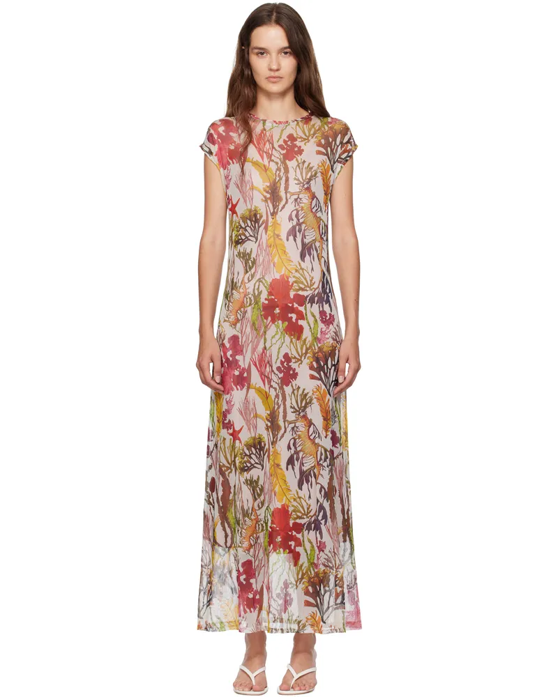 Silk Laundry Multicolor Mesh Maxi Dress Planktonic