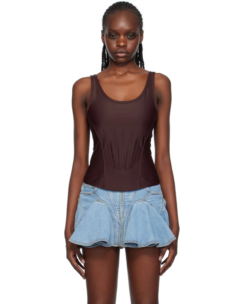 Thierry Mugler Burgundy Corseted Tank Top 7021