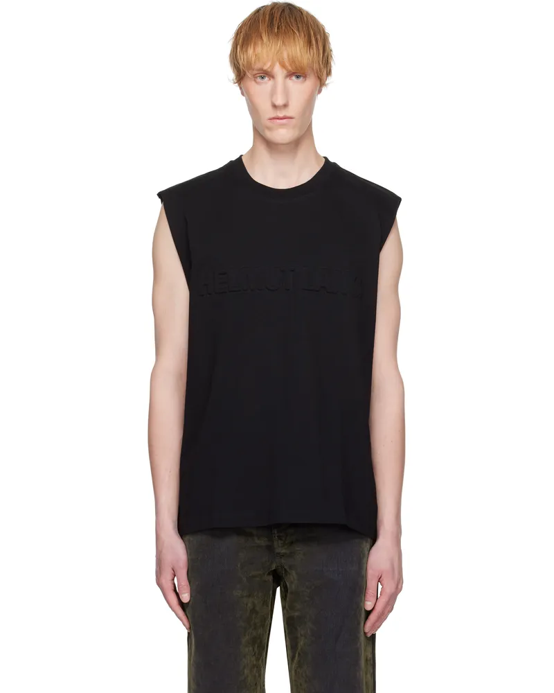 Helmut Lang Black Embossed Logo Tank Top Black