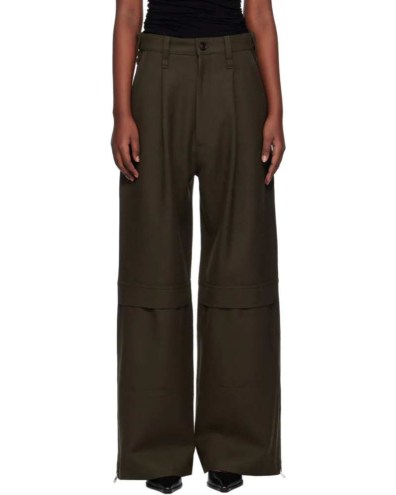 AMI Paris Brown Cargo Trousers Dark