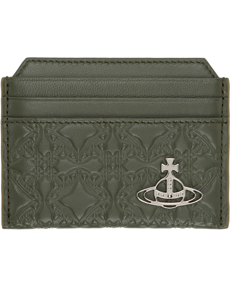 Vivienne Westwood Green Embossed Nappa Slim Card Holder Ss25-m405