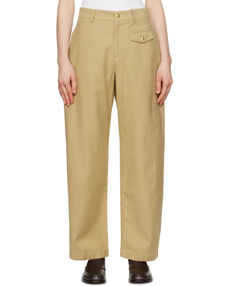 Rag & Bone Beige Renata Cotton Twill Utility Trousers Beige