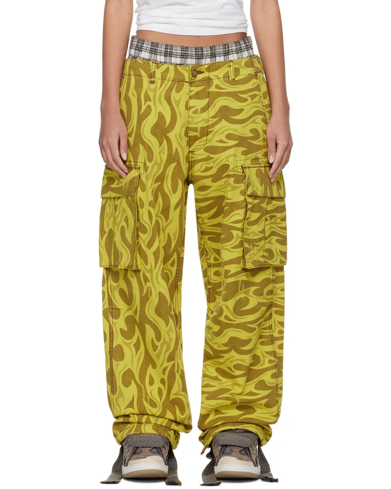 ERL Yellow Flame Cargo Pants Yellow