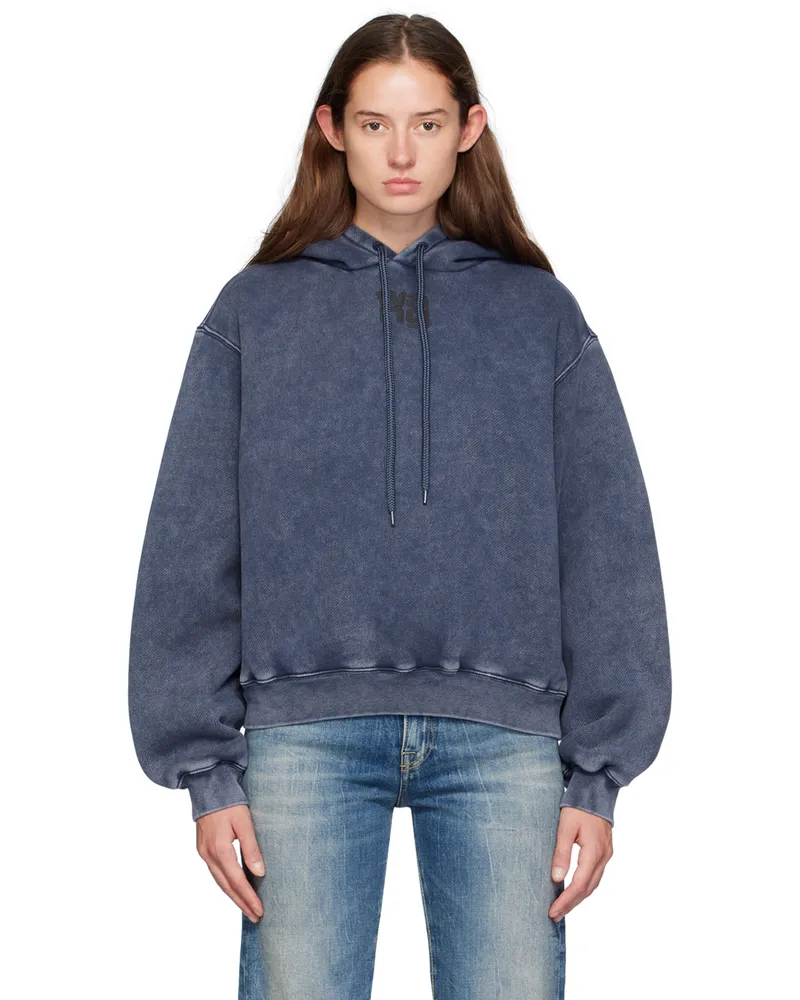 Alexander Wang Navy Puff Logo Hoodie Acid