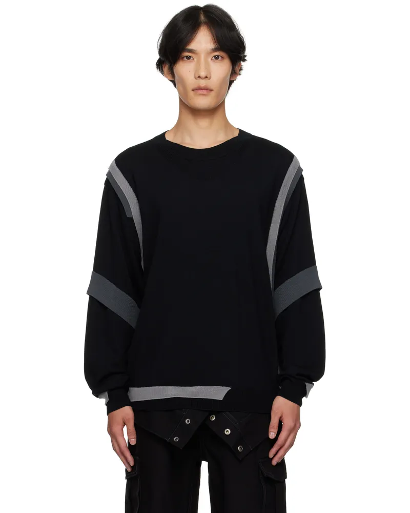 Andersson Bell Black Layered Crewneck Sweater Blk