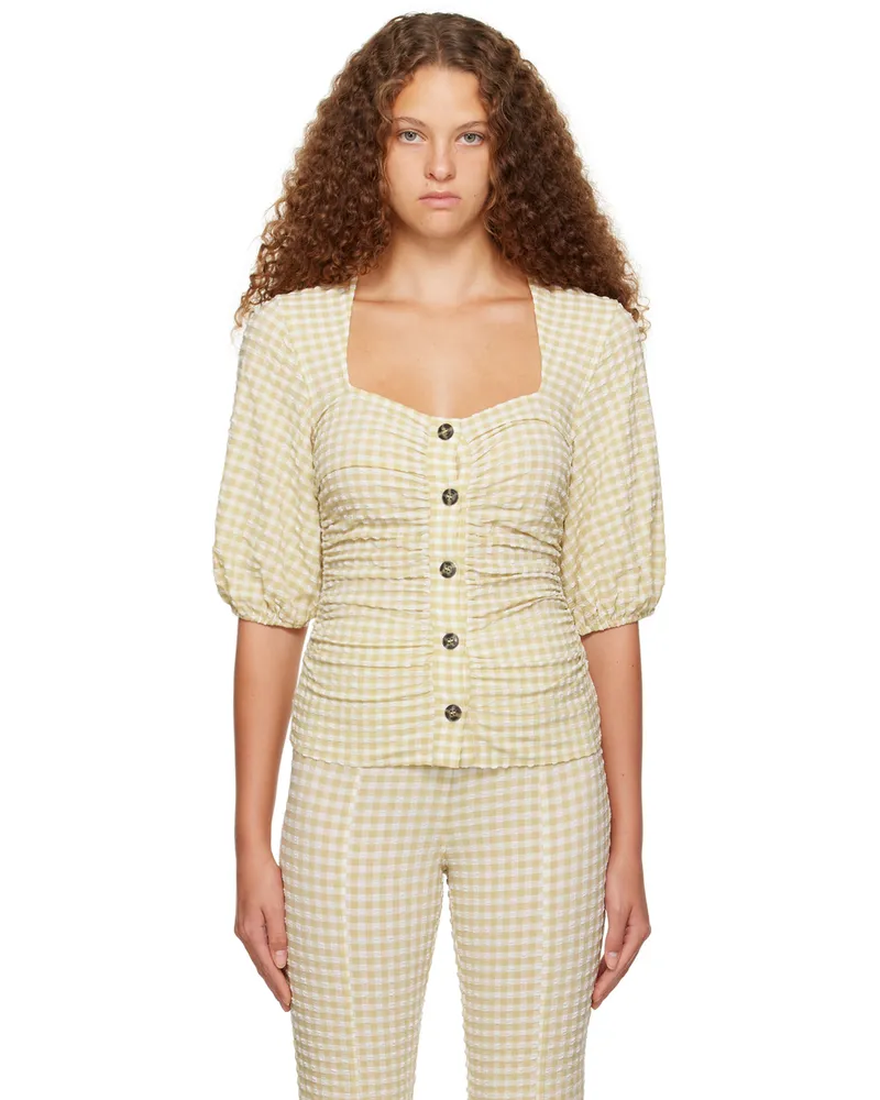 Ganni Beige Gathered Blouse 531