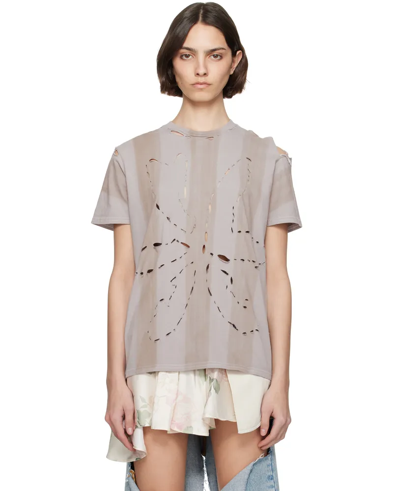 Collina Strada Purple & Brown Remnant Flower T-shirt Earth