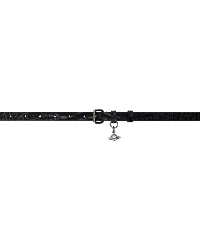 Vivienne Westwood Black Mini Alex Charm Belt Ss25-n401