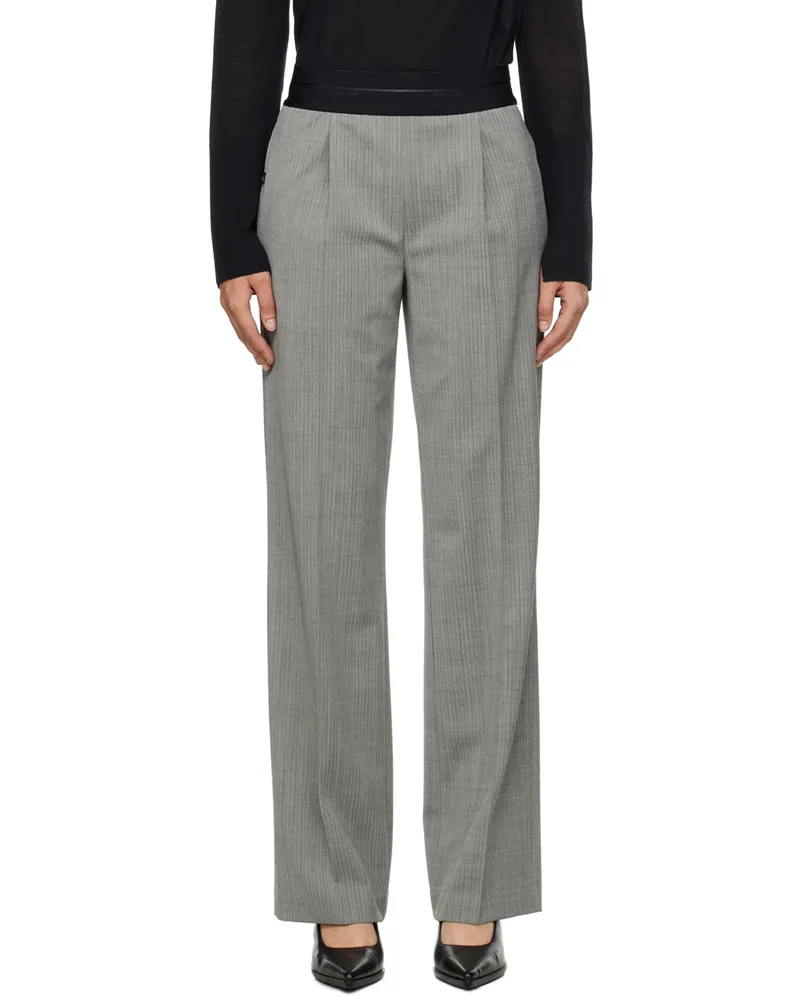 Helmut Lang Black & White Pull-On Trousers Blk