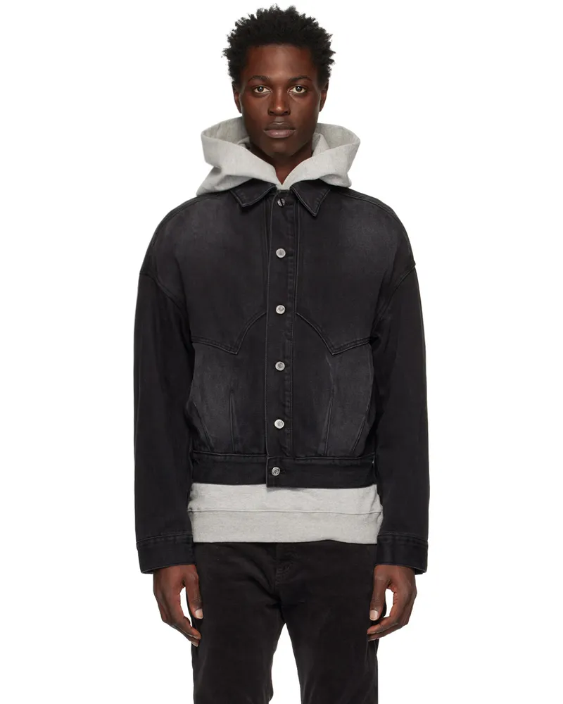 WE 11 DONE Black Relaxed-Fit Denim Jacket Black