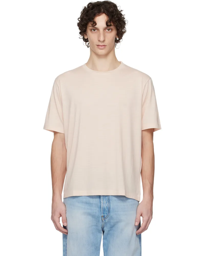 AURALEE Pink Super Soft Wool Jersey T-shirt Light