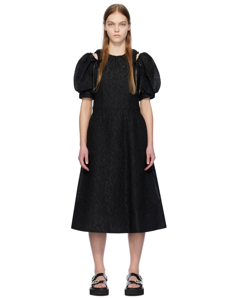 Simone Rocha Black Puff Sleeve Midi Dress Black