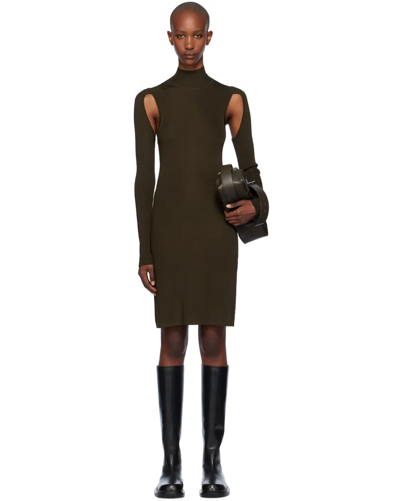 Helmut Lang Brown Air Turtleneck Midi Dress Espresso