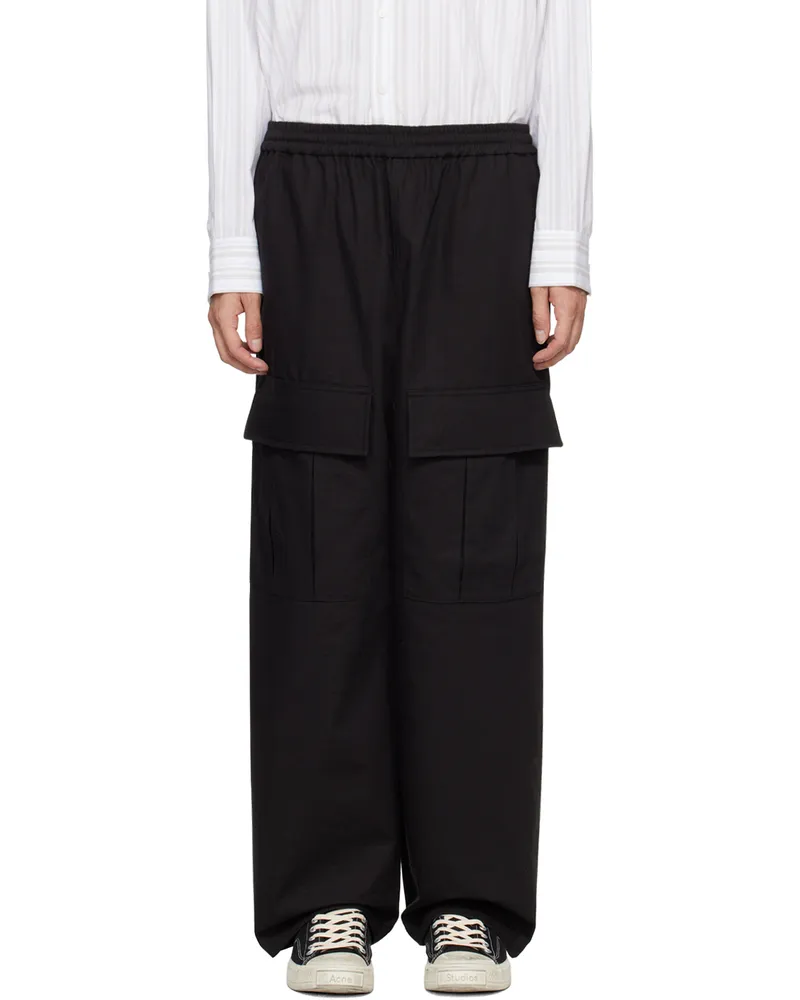 Acne Studios Black Embroidered Cargo Pants 900