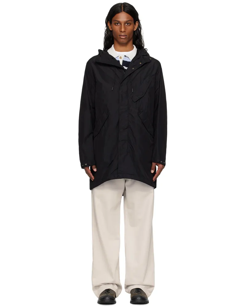 C.P. Company Black Flatt Nylon Goggle Fishtail Parka Coat 999