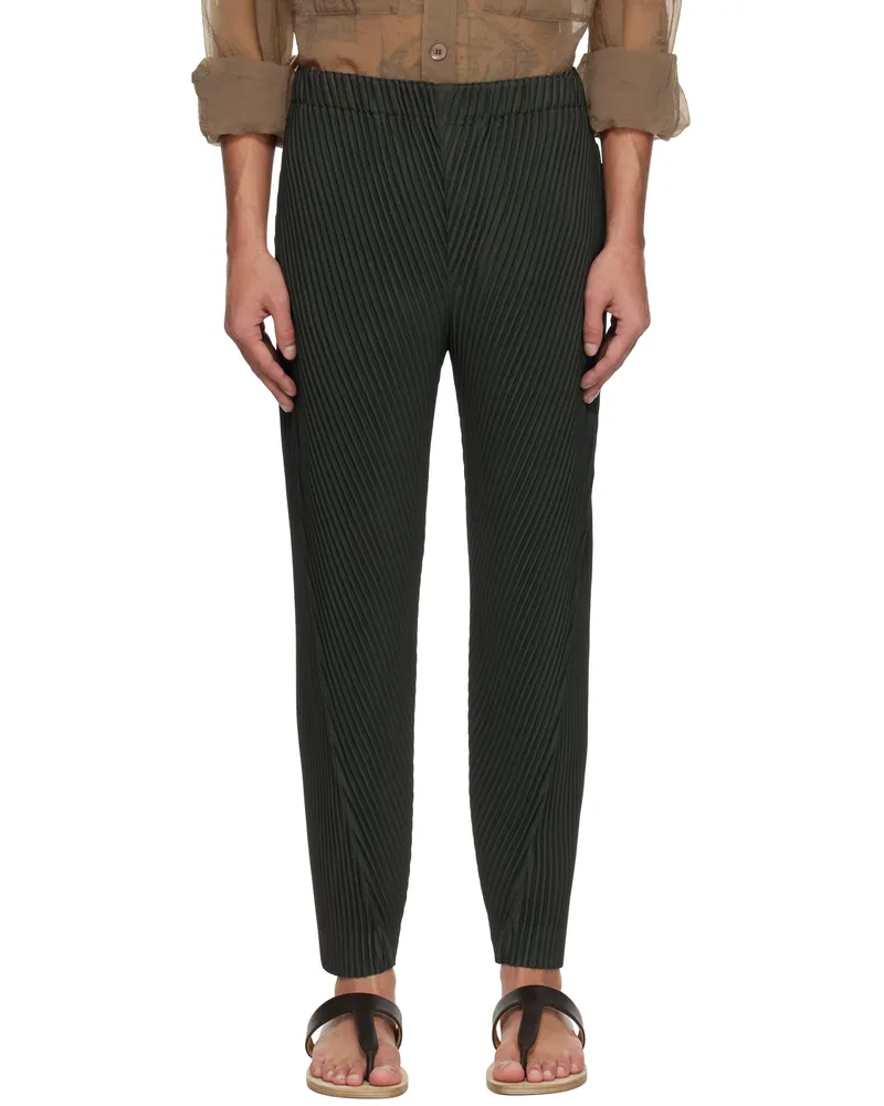 Issey Miyake Green Pleats Bottoms 2 Trousers 63-dark