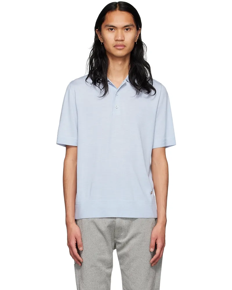 Burberry Blue Wool Polo Pale