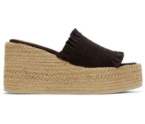 Brown Smock Espadrille Wedge Sandals