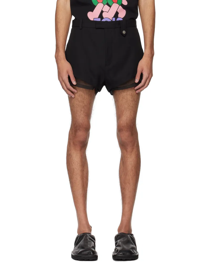 Egonlab Black Exposed Lining Shorts Black