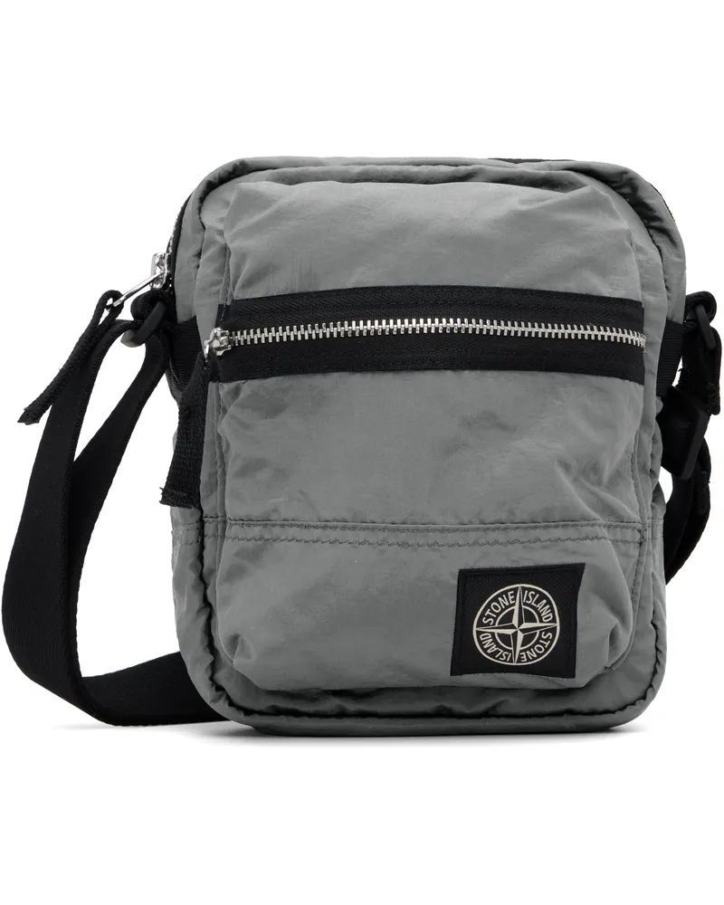 Stone Island Gray 9200015 Coated Nylon Metal ECONYL Pouch V0061