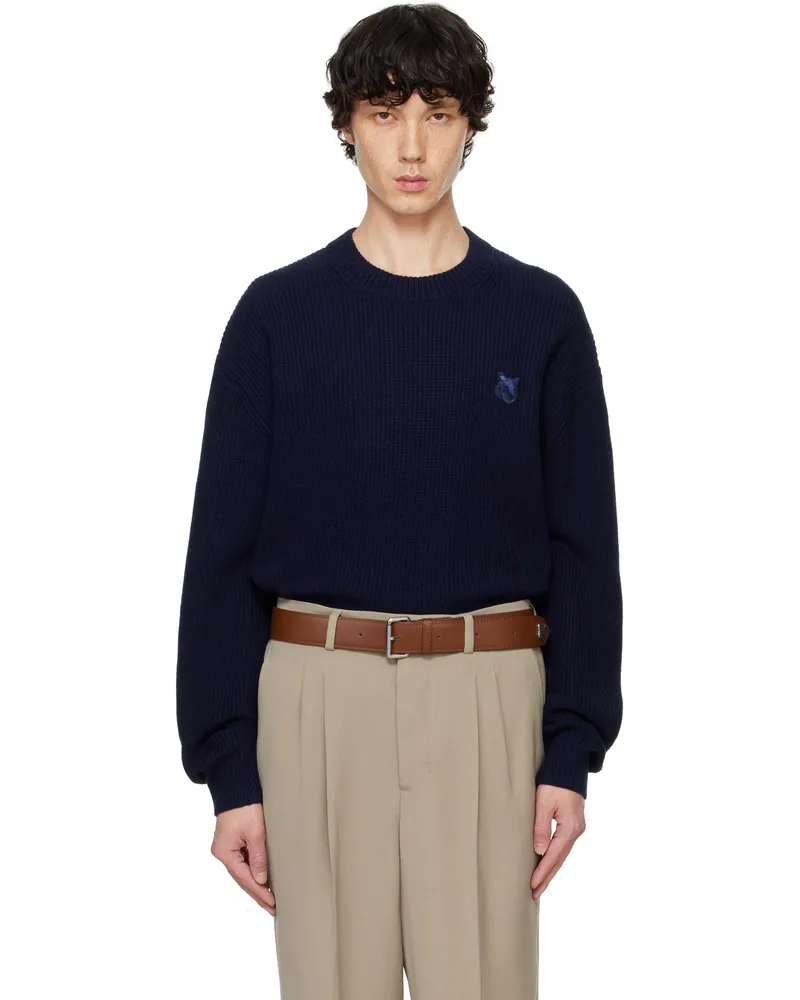 Kitsuné Navy Bold Fox Head Patch Comfort Ribbed Sweater P476
