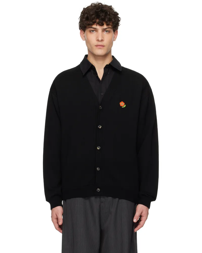 Kenzo Black Kenzo Paris Pop Wool Cardigan Black