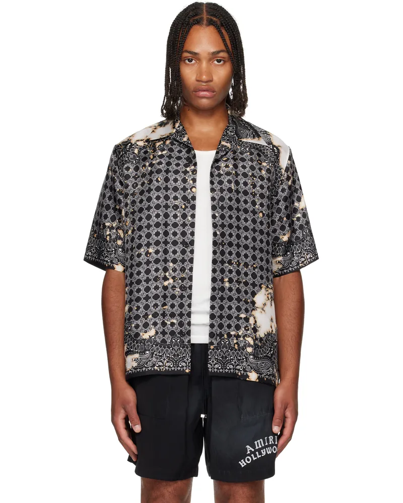 Amiri Black Bleach Bandana Bowling Shirt Black