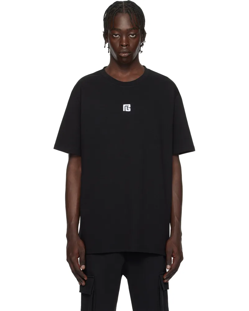 Balmain Black 'PB' Embroidered T-shirt Eab