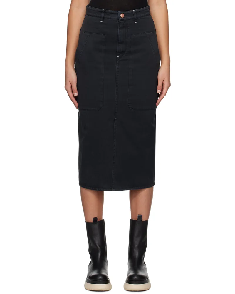 Étoile Isabel Marant Black Flozia Denim Midi Skirt 02fk