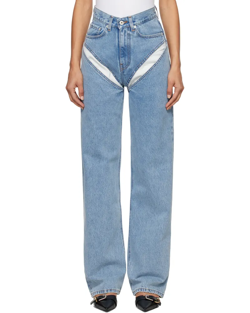 Y/PROJECT Blue Cut Out Jeans Evergreen