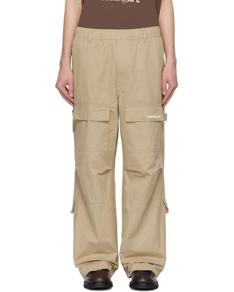 BAPE Beige Used Relaxed Fit Cargo Pants Beige