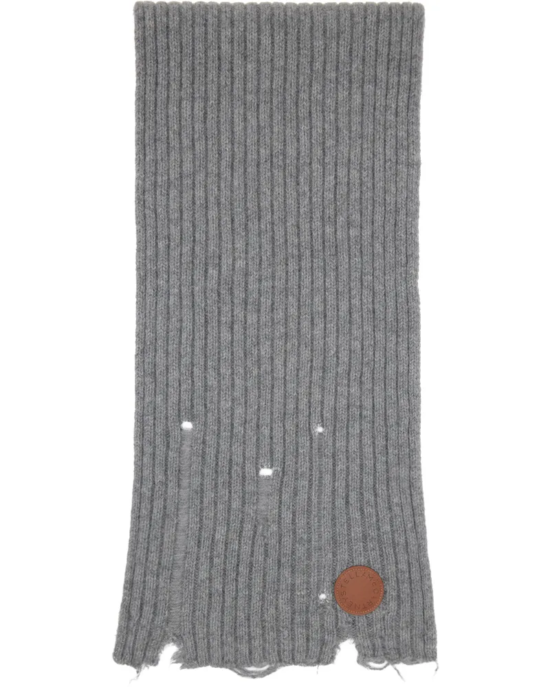Stella McCartney Gray Distressed Alpaca Knit Scarf 1267