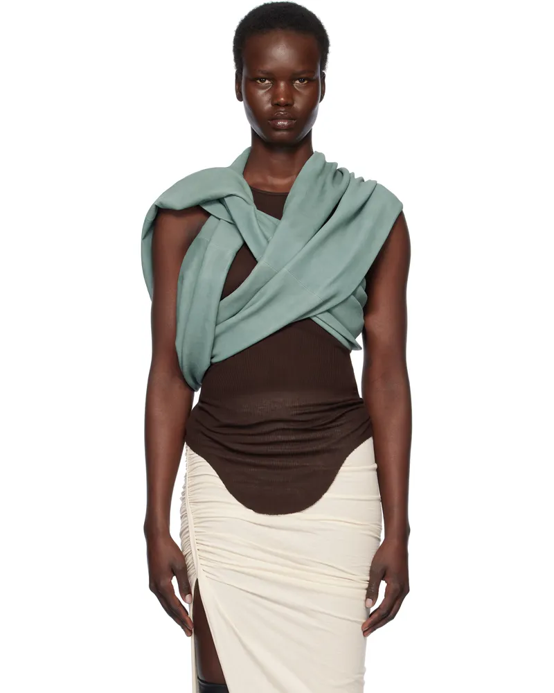 Rick Owens Blue Hollywood Triple Donut Leather Top 66